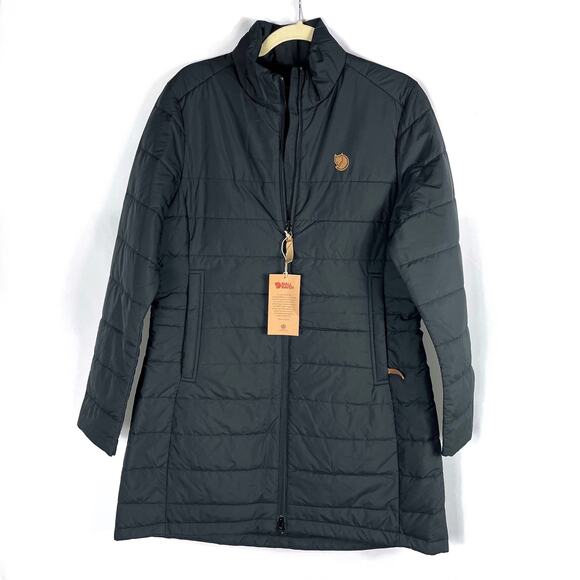 Fjallraven Kiruna Liner Parka Jacket Black Full Zip Puffer Coat Sz S Women's
